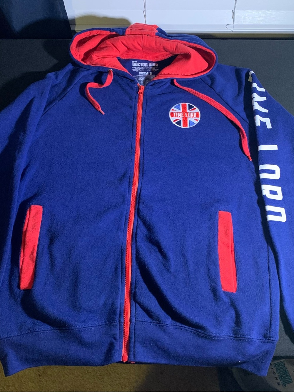 Hard-to-find officially licensed Doctor Who “Time Lord Union” full-zip hoodie by